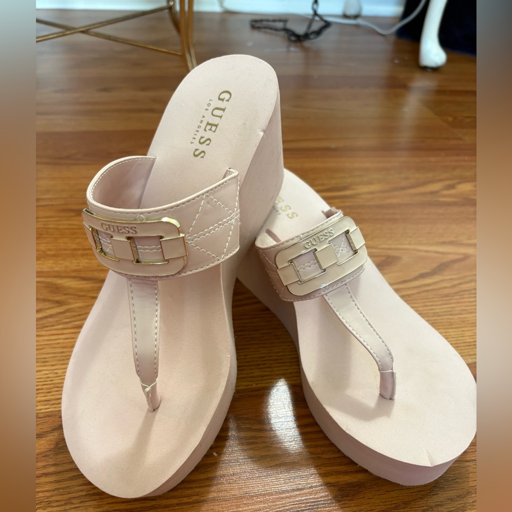 Guess Pink Wedge Sandals with Cushioned Footbed